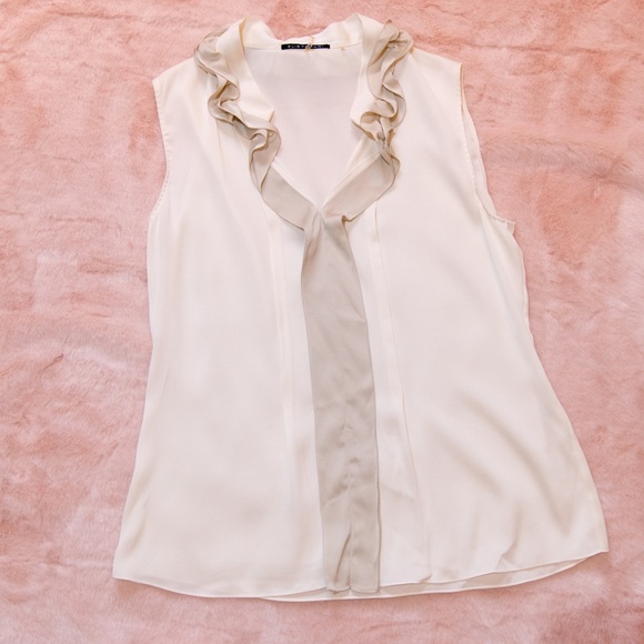 Elie Tahari Tops - Elie Tahari Brenna Silk Georgette Ruffled Blouse